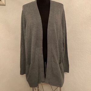 NWT Croft & Barrow Gray Cotton Blend Pockets Cardigan Open Front Size XXL P